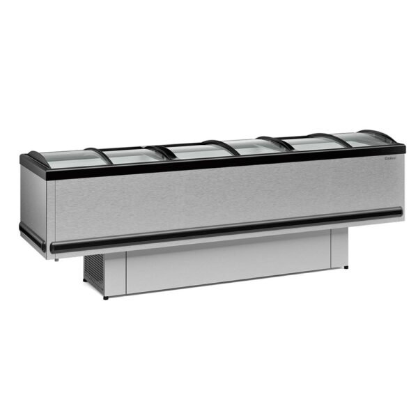 Ilha Expositor p/ Congelados e Resfriados GESV-290CTI Plus Tipo Inox Vidro Curvo Deslizante Gelopar – 110v