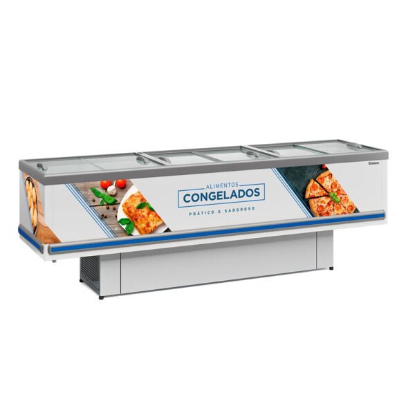 Ilha Expositor p/ Congelados e Resfriados GESV-290RBR Standard Branca Vidro Reto Deslizante Gelopar – 220v