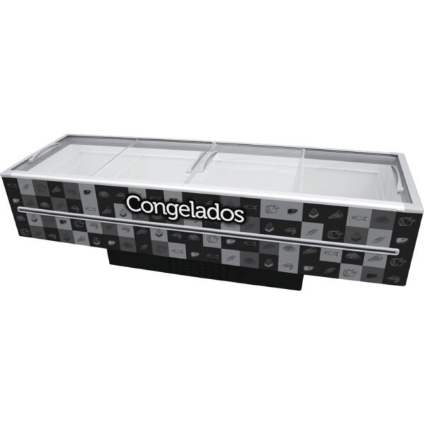 Ilha Expositor preta para Resfriados e Congelados iced 1163 Refrigeração Estática c/ Vidro Temperado de baixa emissividade- Fricon – 110v