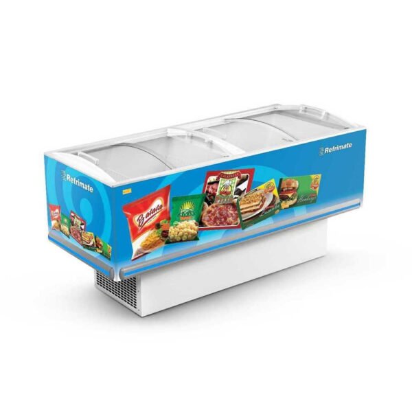 Expositor Ilha Plus Vidro Curvo 2,00mt / azul – 220V – EIP2000 – Refrimate.
