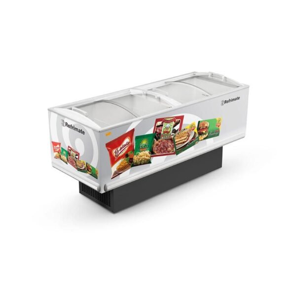 Expositor Ilha Congelados Plus Vidro Curvo 2,00m EIP 2000 VC – Refrimate Branco 220V